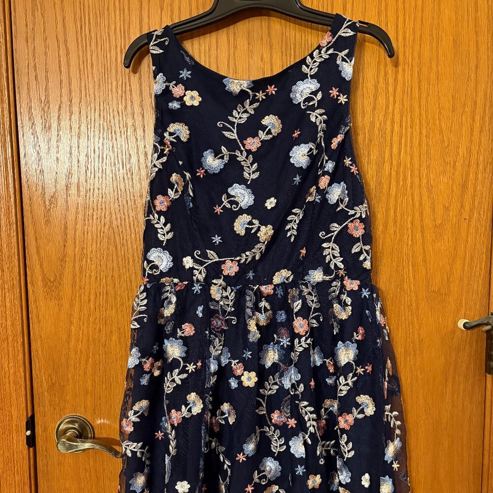 Juniors Navy Dress with Embroidered Flowers - Size XXL